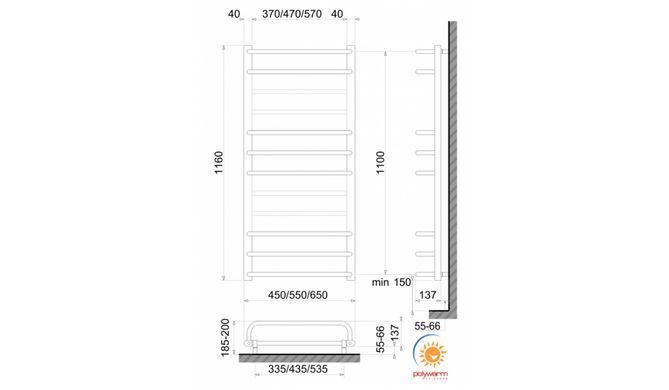 Електрична рушникосушка сухого типу Polywarm ED12/55
