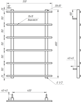 Полотенцесушитель Genesis-Aqua Kioto 80x53 см
