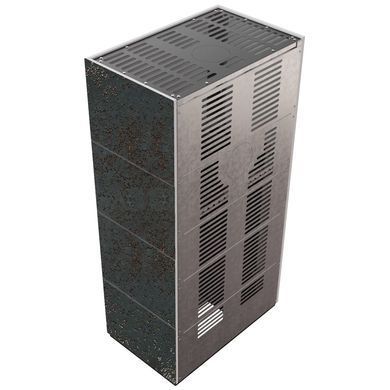 Камін Kratki FLOKI BOX 8 kW &Oslash; 160 в обудові з керамограніту OXIDE NERO