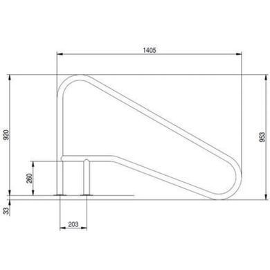 Поручень Flexinox 87188154 для римской лестницы FX-02 Nero (1405 мм, фланец, AISI-316L)