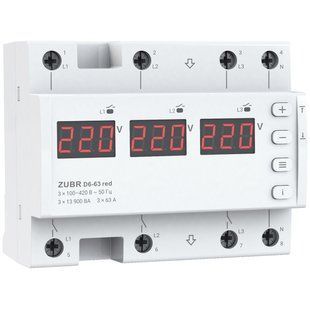 Реле напряжения ZUBR D6-63 red