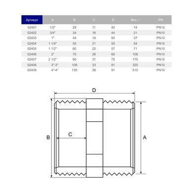 Ніпель ПВХ Hidroten НР-НР, 1002402, d3/4"