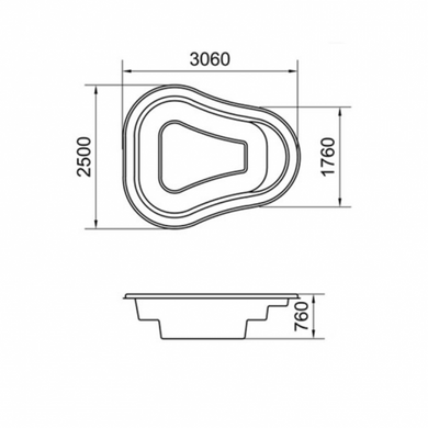Композитний басейн Балі 3 х 2,5 х 0,75 м з утепленням, колір 2D-GREY-NEW