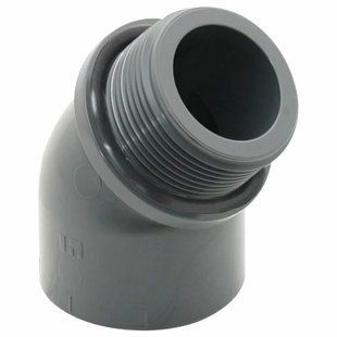 Коліно перехідне 45&deg; ПВХ Hidroten 1002152, зовнішня різьба, d32 мм, 1"