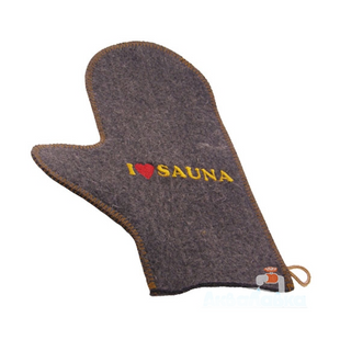 Рукавичка для сауны &ldquo;I&hearts;SAUNA&rdquo; (серая)