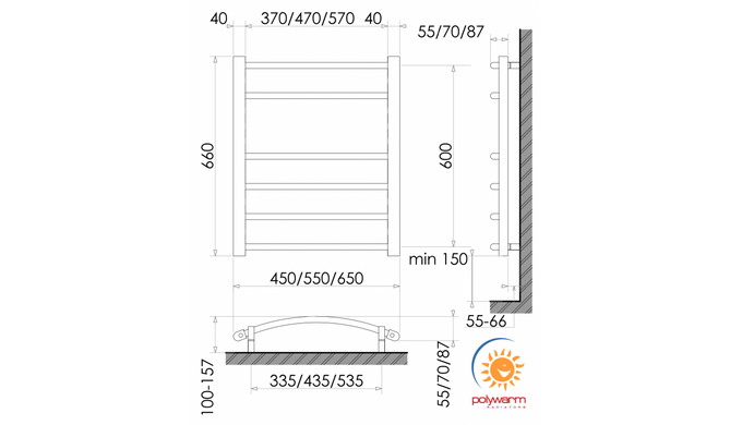 Электрический полотенцесушитель сухого типа Polywarm EG6/55 Sensor Wi-Fi