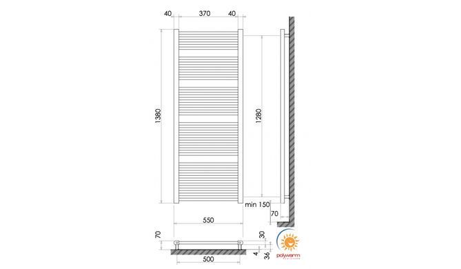 Радіатор опалення для ванної кімнати Polywarm WR30/55