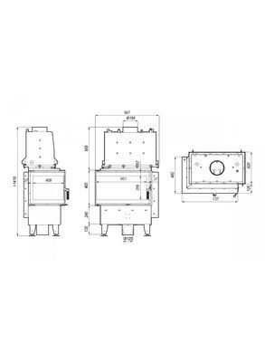 Каминная топка с водяным контуром Defro Home RIVA SM BL SHORT (черный шамот)