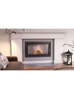 Каминная топка с водяным контуром Defro Home RIVA LA SHORT (черный шамот)