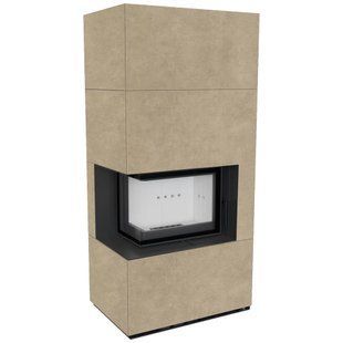 Камин Kratki FLOKI BOX левый 8 kW &Oslash; 160 в корпусе с керамогранита FOKOS RENA