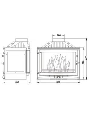 Каминная топка Uniflam 700 SELENIC правое стекло с шибером