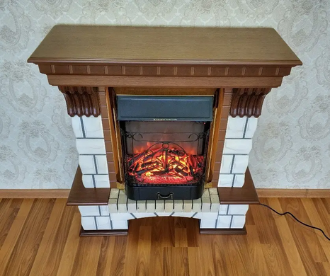 Каминокомплект "Merano Brick" с костром ROYAL FLAME MAJESTIC FX BRASS, портал из декоративного камня.