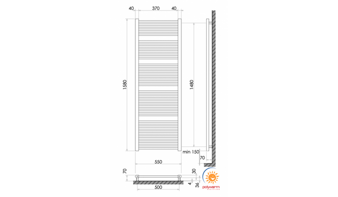Радіатор опалення для ванної кімнати Polywarm WR35/55