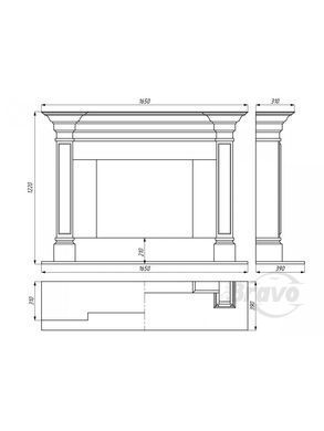 Каминная облицовка Браво Стокгольм материал Crema Marfil + Emperador Dark/Polaris + Nero Marquina