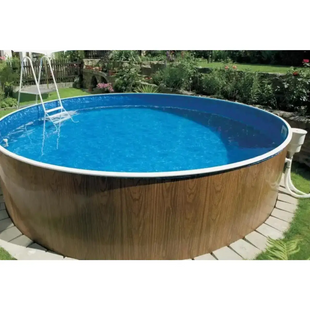 Комплект бассейна Azuro 402 DL, цвет Wood, 4.6 х 1.2м (каркас 402 DL пленка Pebles, комплект песочного фильтра, комплект скиммера, без лестницы)
