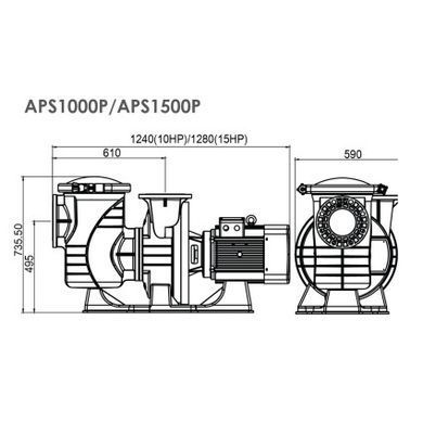 Насос Emaux APS1000P (380В, 180м3/год, 10HP)