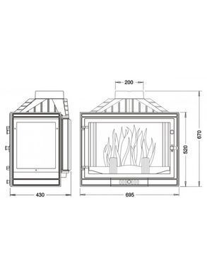 Каминная топка Uniflam 700 STANDARD левое стекло с шибером