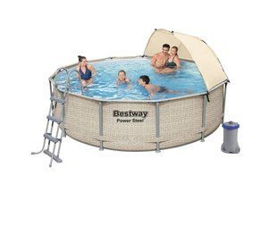 Bestway 5614v, каркасный бассейн 396 x 107 см с лестницей, тентом, навесом, насос-фильтром