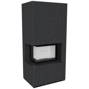 Камин Kratki FLOKI BOX левый 8 kW &Oslash; 160 в корпусе с керамогранита NATURALI ARDESIA NERO A SPACCO
