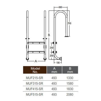 Сходи Emaux Muro MUF415-SR (4 ступені)