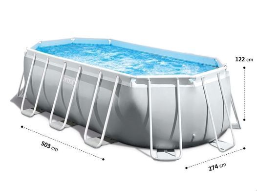 БАСЕЙН КАРКАСНИЙ INTEX, 503Х274Х122 СМ (ФІЛЬТР-НАСОС, СХОДИ, ТЕНТ)