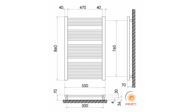 Радиатор отопления для ванной комнаты Polywarm WR18/55