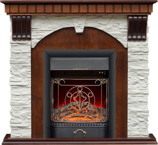 Каминокомплект Taurus Richmond STD грецкий орех - костер Majestic black