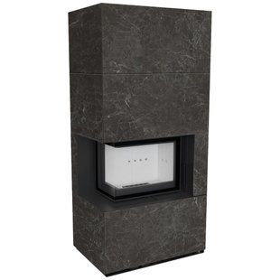 Камин Kratki FLOKI BOX левый 8 kW &Oslash; 160 в корпусе с керамогранита NATURALI NERO GRECO