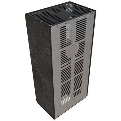 Камин Kratki FLOKI BOX левый 8 kW &Oslash; 160 в корпусе с керамогранита NATURALI NERO GRECO