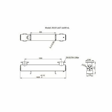 Ультрафіолетова установка Aquaviva AVUF130T HDPE (130 м3/год, 320 Вт)