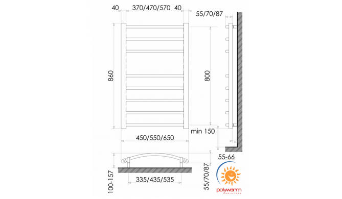 Електрична рушникосушка сухого типу Polywarm EG8/55 Sensor Wi-Fi