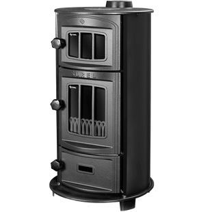 Дровяная печь-камин &laquo;евро буржуйка&raquo; с духовкой Duval EK-5109 BL (BLACK EDITION)