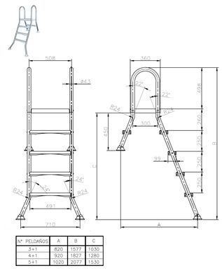 Сходи Kripsol 5+1 сходинка (для збірних басейнів h=1,0m)