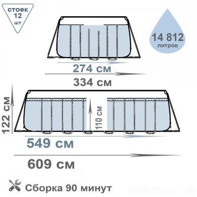 БАСЕЙН КАРКАСНИЙ РОТАНГ BESTWAY, 549X274X122 СМ, (ФІЛЬТР-НАСОС, СХОДИ, ТЕНТ, ДОЗАТОР)