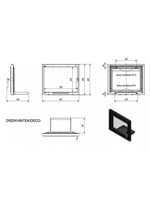 Дверцята для каміна Kratki ANTEK DECO 500x597 мм