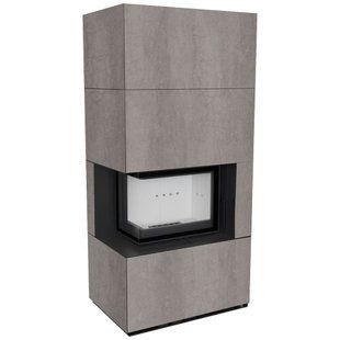 Камин Kratki FLOKI BOX левый 8 kW &Oslash; 160 в корпусе с керамогранита NATURALI PIETRA DI SAVOIA GRIGIA BOCCIARDATA