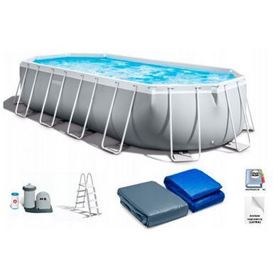 Басейн Каркасний Intex 26798, 610х305х122 см (фільтр-насос, сходи, тент)◄ Попередній