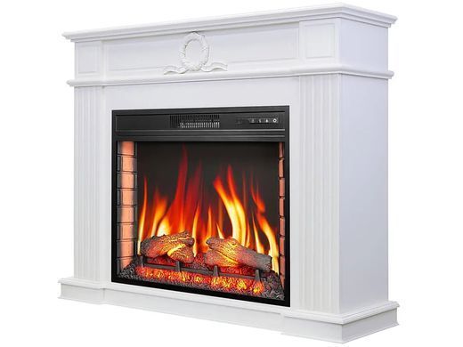 Камінокомплект ArtiFlame Neoclassic AF28S білий з обігрівом і звуком горіння вогню