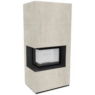 Камин Kratki FLOKI BOX левый 8 kW &Oslash; 160 в корпусе с керамогранита NATURALI PIETRA DI SAVOIA PERLA BOCCIARDATA