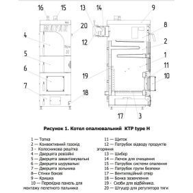 Котел твердотопливный МАЯК КТР-25 ЕКО UNI type H длительного горения, 25 кВт, чугунные колосники, сталь 6 мм (КТР-25 ЕКО UNI)