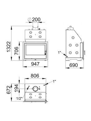 Камінна топка з водяним контуром TECNO-HYDROBRONPI