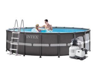 БАСЕЙН КАРКАСНИЙ КРУГЛИЙ INTEX, 549Х132 СМ (ФІЛЬТР-НАСОС, СХОДИ, ТЕНТ)