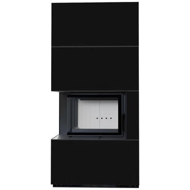 Камін Kratki FLOKI BOX лівий 8 kW &Oslash; 160 в обудові з керамограніту NERO ASSOLUTO