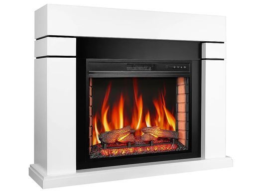 Камінокомплект ArtiFlame Lindos AF28S білий з обігрівом і звуком горіння вогню