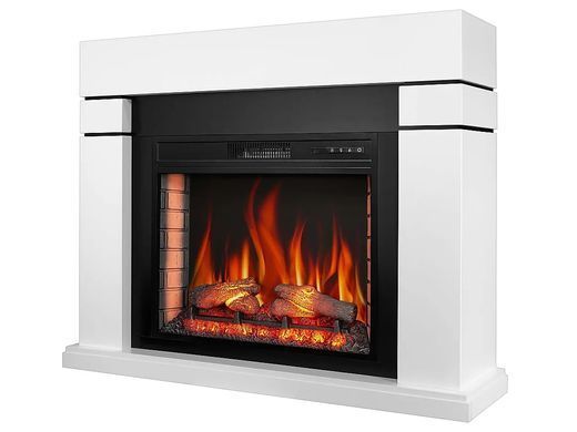 Камінокомплект ArtiFlame Lindos AF28S білий з обігрівом і звуком горіння вогню