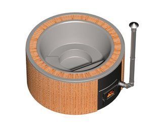 Купель на дровах Finspa &rdquo;Мираж&rdquo; с внутренним котлом, термовагонка, купель серая, 15 кВт