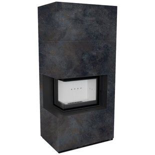 Камин Kratki FLOKI BOX левый 8 kW &Oslash; 160 в корпусе с керамогранита OSSIDO NERO