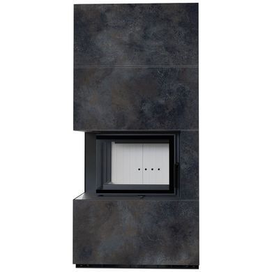 Камін Kratki FLOKI BOX лівий 8 kW &Oslash; 160 в обудові з керамограніту OSSIDO NERO