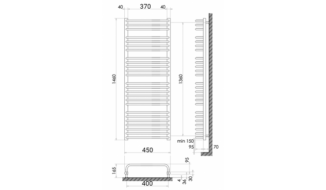 Радіатор опалення для ванної кімнати Polywarm WU25/45