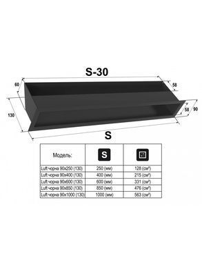 Вентиляційна решітка Ferrum Luft чорна 90x850 (130)
